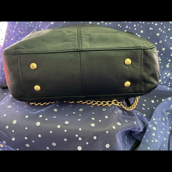 Rian handbag. Black leather with gold chain and accents. 14”x10”x4” - Picture 4 of 4
